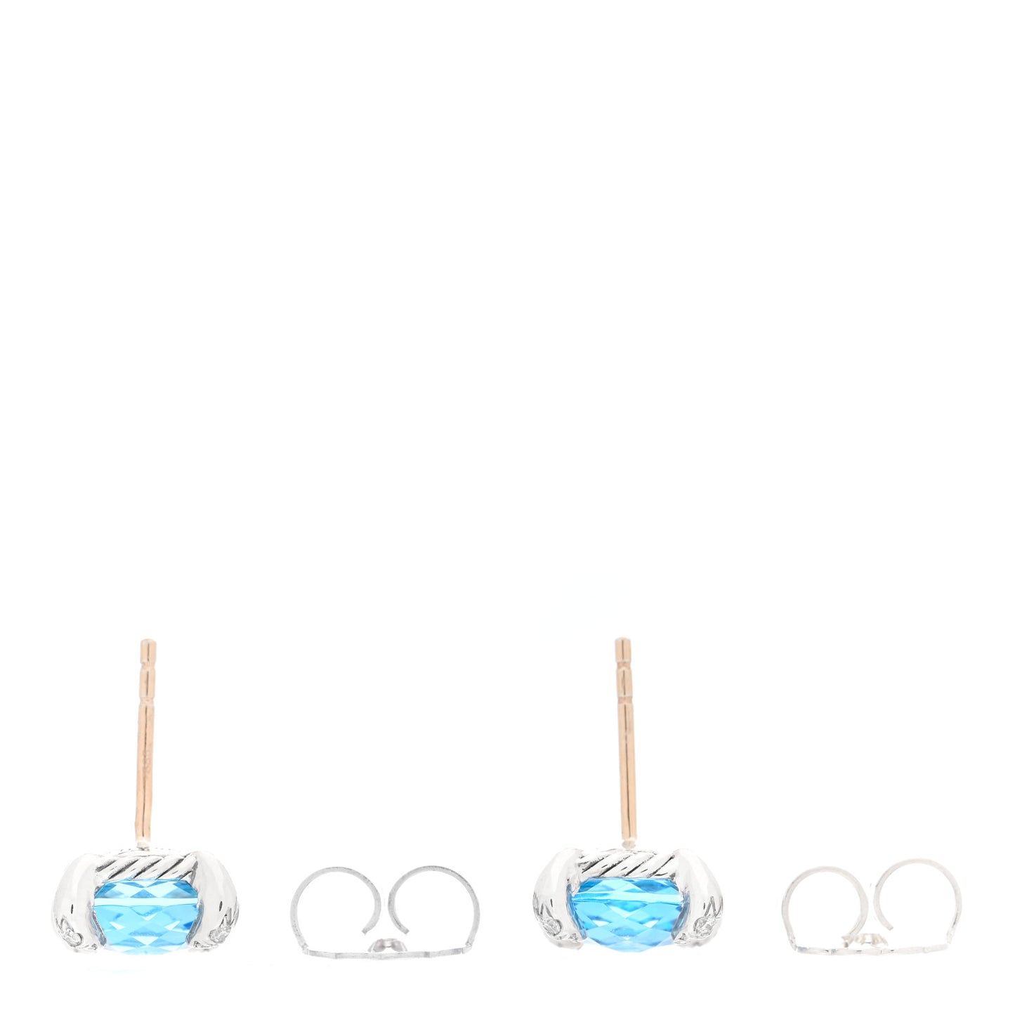 Sterling Silver Diamond Blue Topaz 9mm Chatelaine Earrings