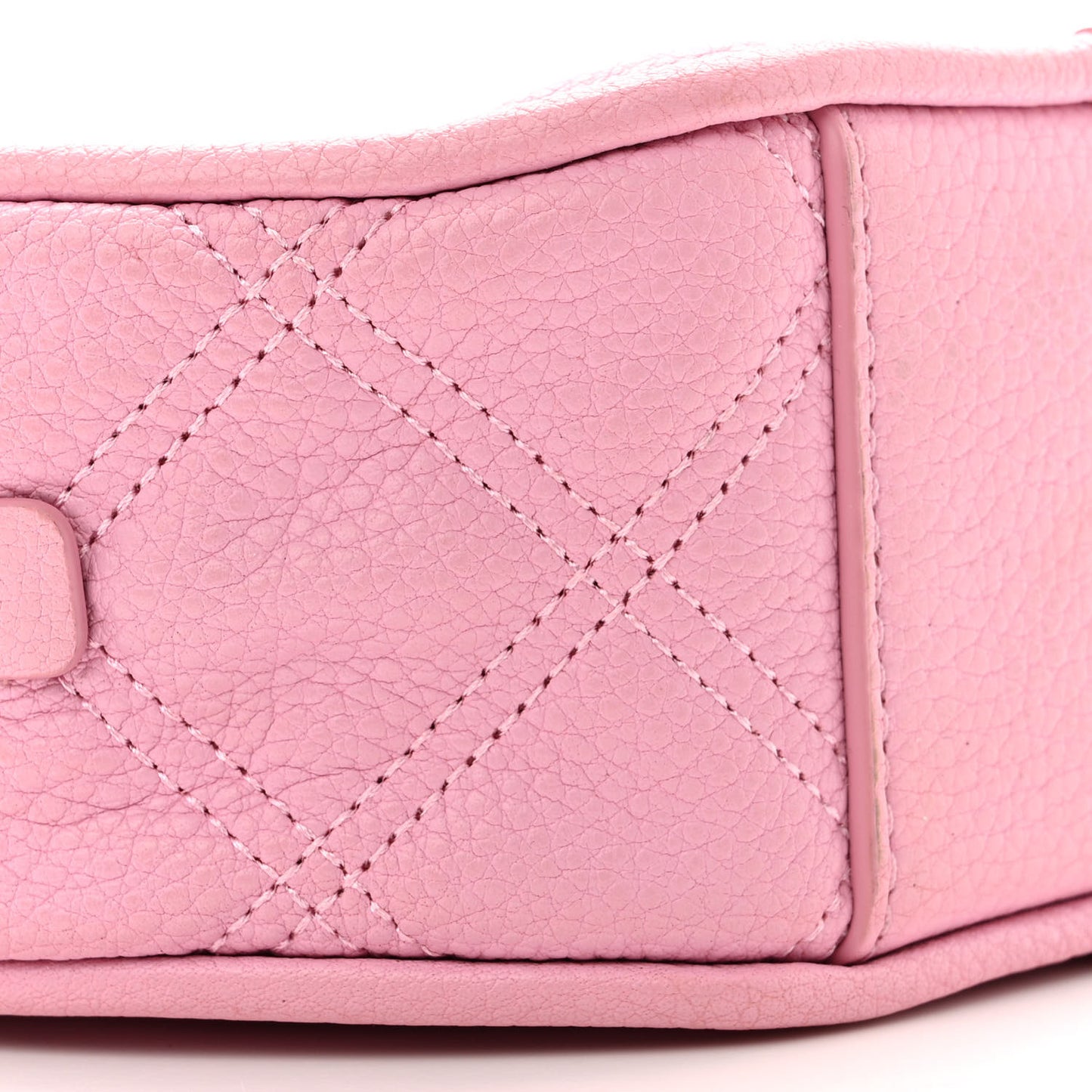 Grained Calfskin Quilted The Status Round Crossbody Pink