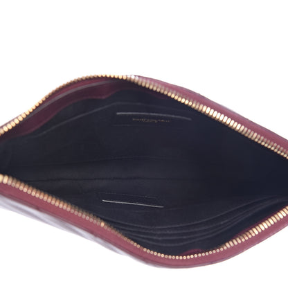 Saint Laurent Calfskin Matelasse Chevron Monogram A5 Wristlet Dark Legion Red 5 of 7