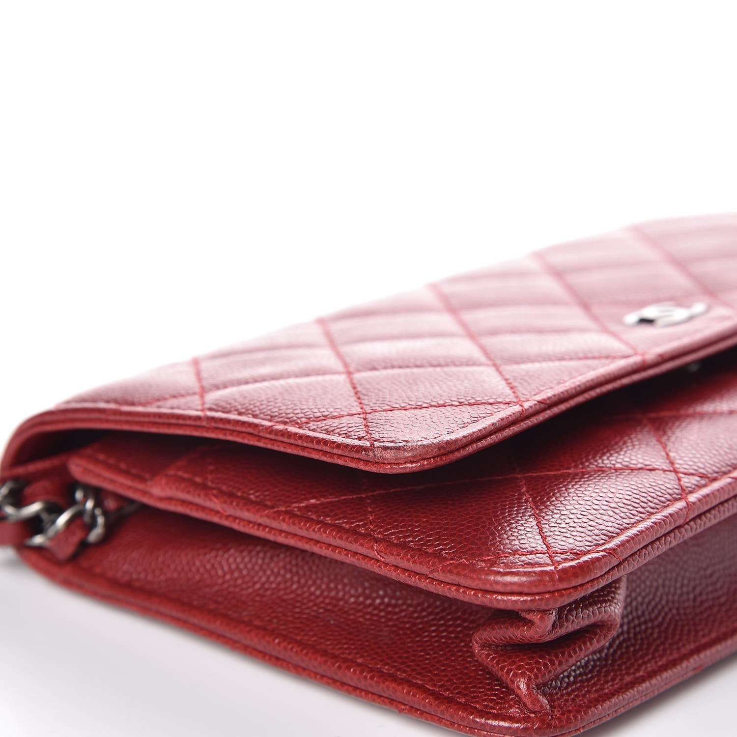 Chanel Caviar Quilted Wallet on Chain WOC Red 14 of 18