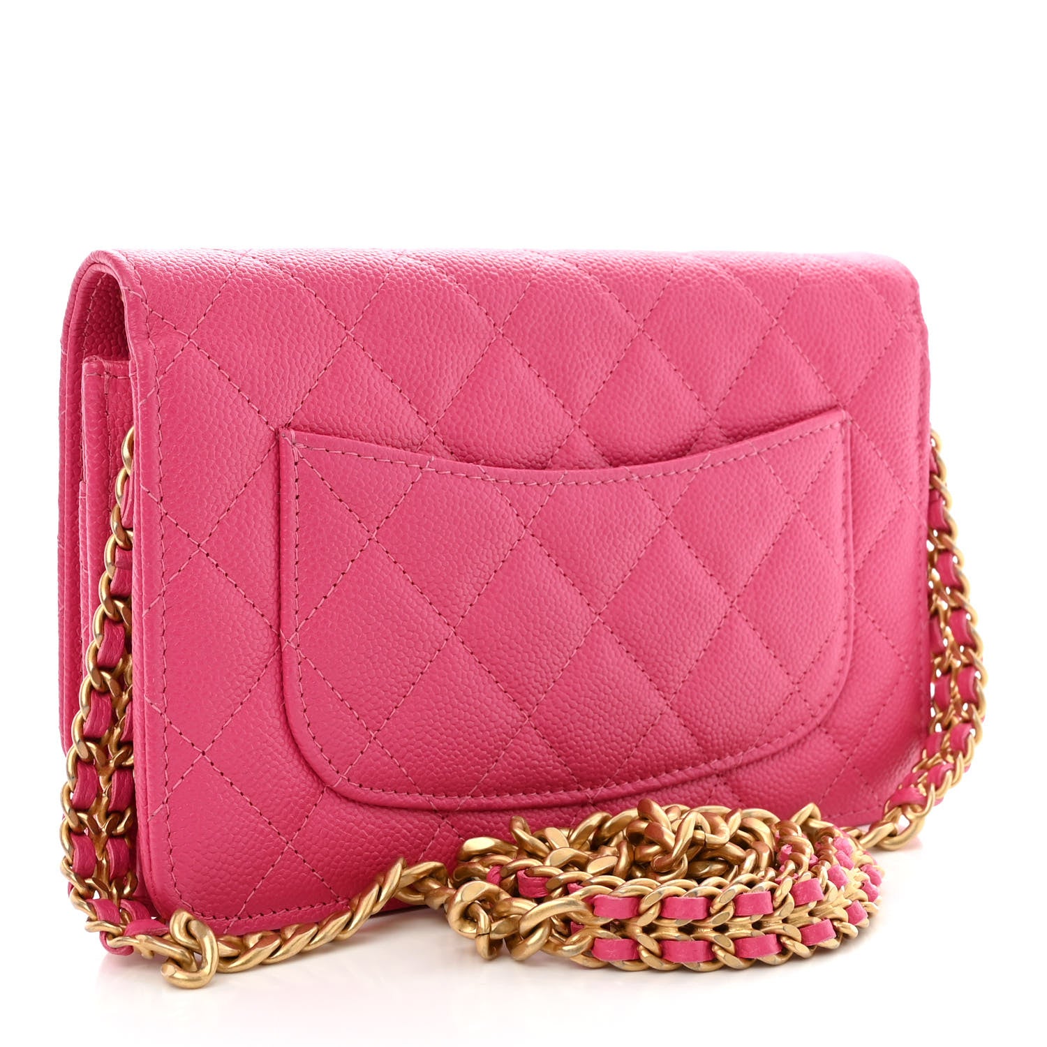 Chanel Shiny Caviar Quilted Chain Melody Wallet On Chain WOC Dark Pink 3 of 12
