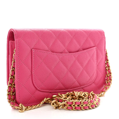 Chanel Shiny Caviar Quilted Chain Melody Wallet On Chain WOC Dark Pink 3 of 12