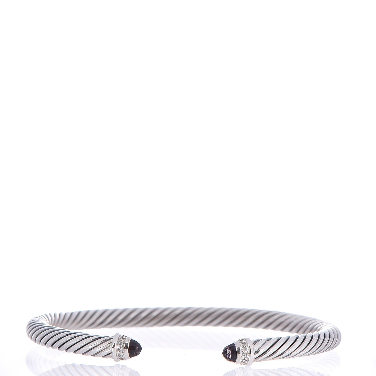David Yurman Sterling Silver Diamond Amethyst 5mm Cable Classics Bracelet 1 of 4