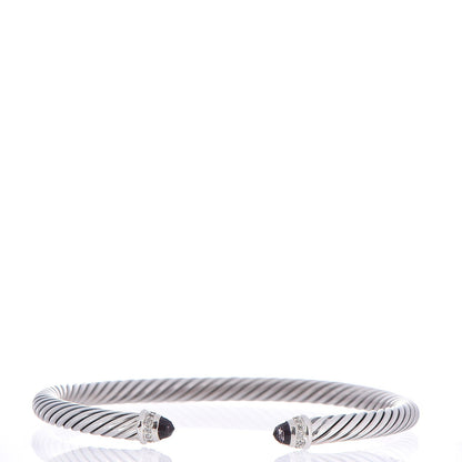 David Yurman Sterling Silver Diamond Amethyst 5mm Cable Classics Bracelet 1 of 4
