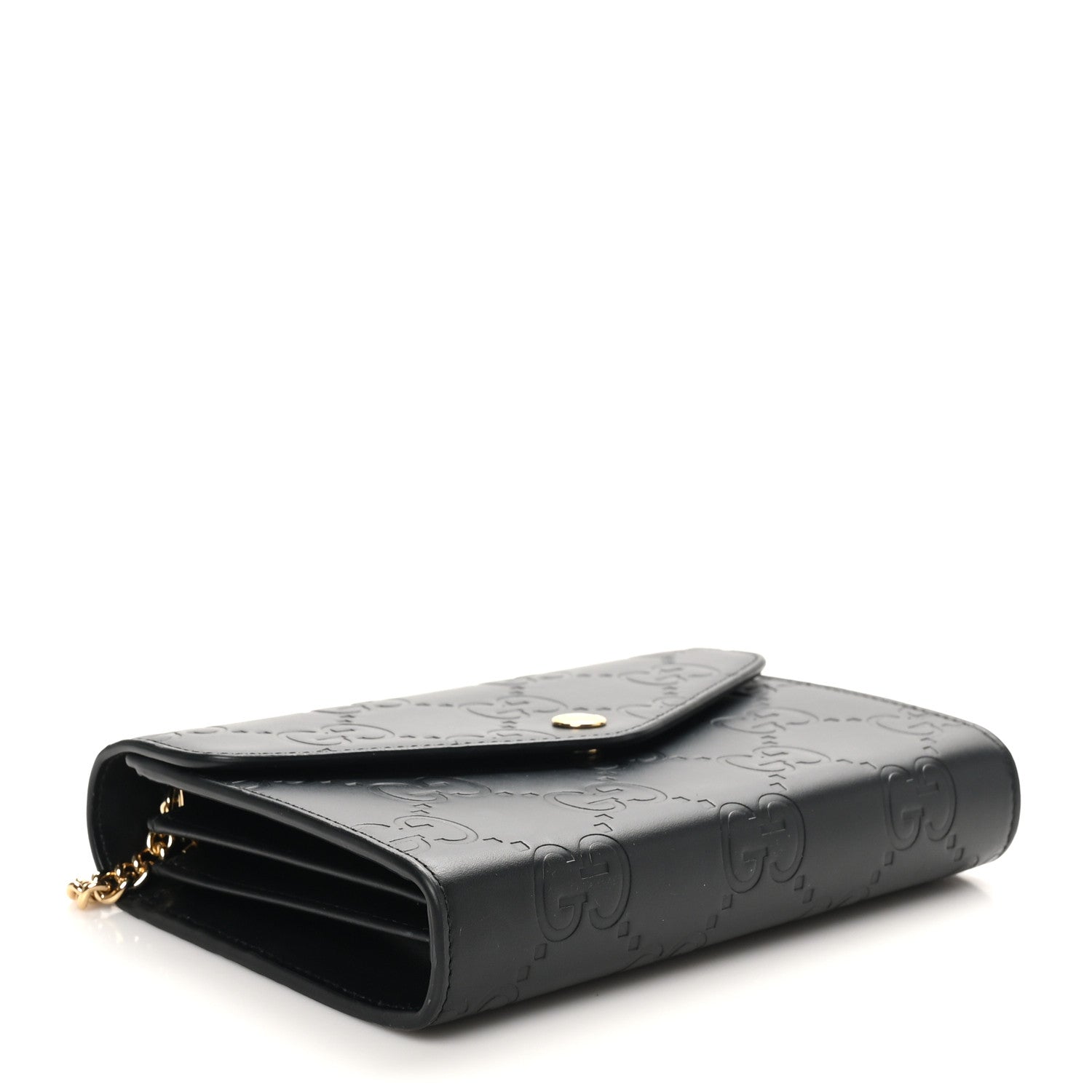 Gucci Calfskin GG Debossed Chain Wallet Black 4 of 9