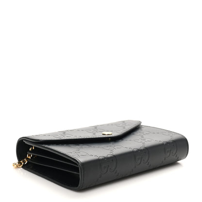 Gucci Calfskin GG Debossed Chain Wallet Black 4 of 9