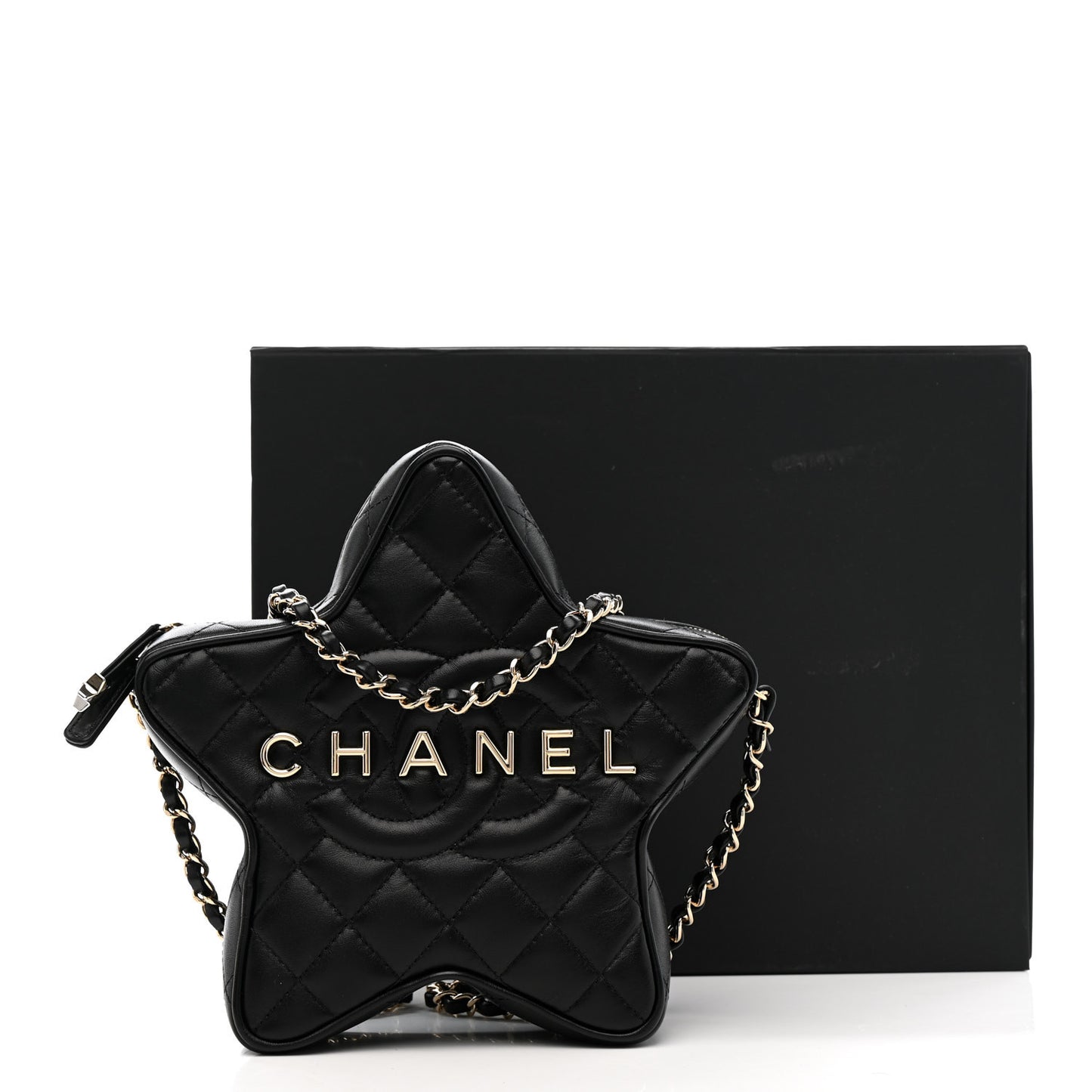 Lambskin Quilted Walk of Fame Star Bag Black