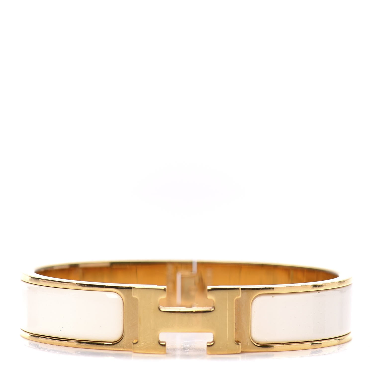 Hermes Enamel Narrow Clic Clac H Bracelet PM White 1 of 5
