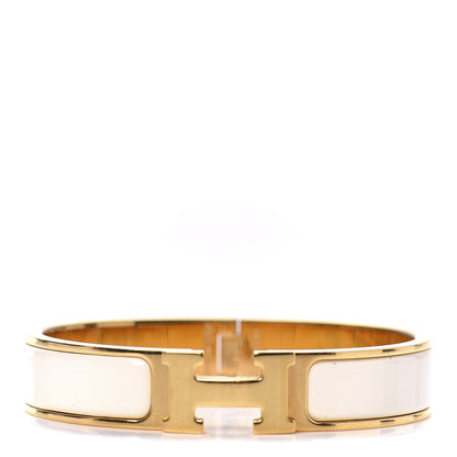 Hermes Enamel Narrow Clic Clac H Bracelet PM White 1 of 5