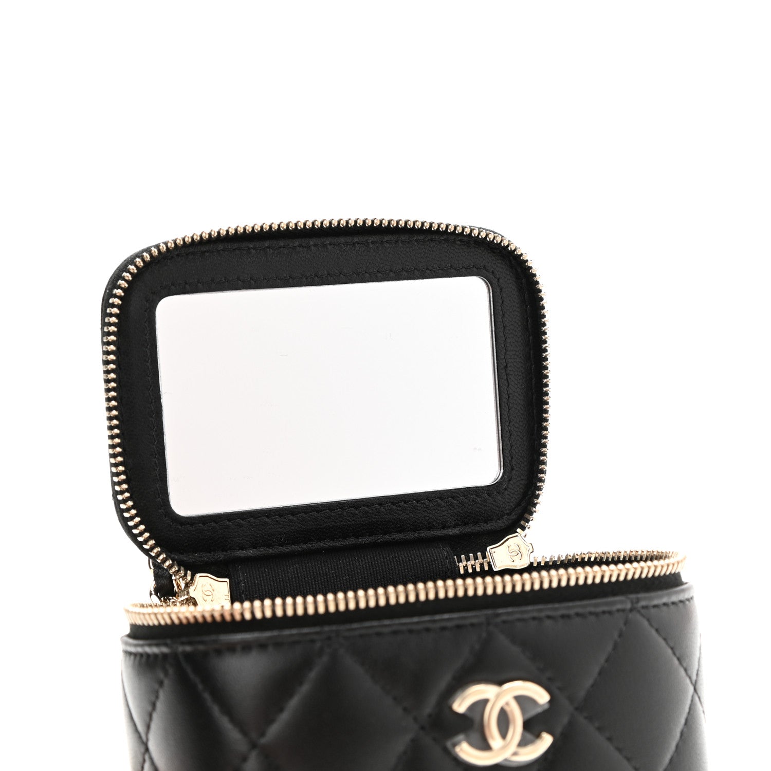 Chanel Lambskin Quilted Top Handle Mini Vanity Case With Chain Black 8 of 10