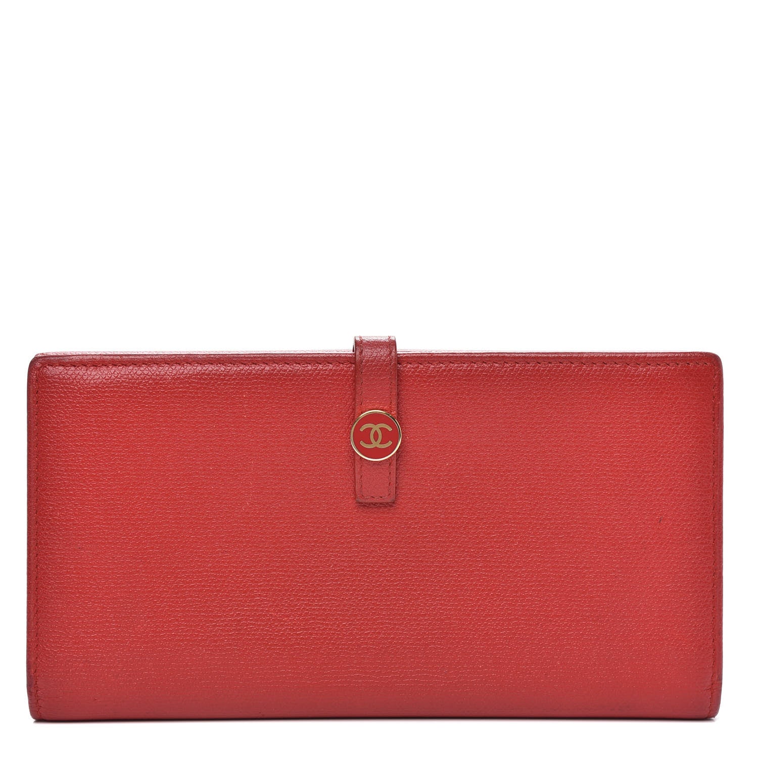 Chanel Grained Calfskin CC Button Long Wallet Red 1 of 15