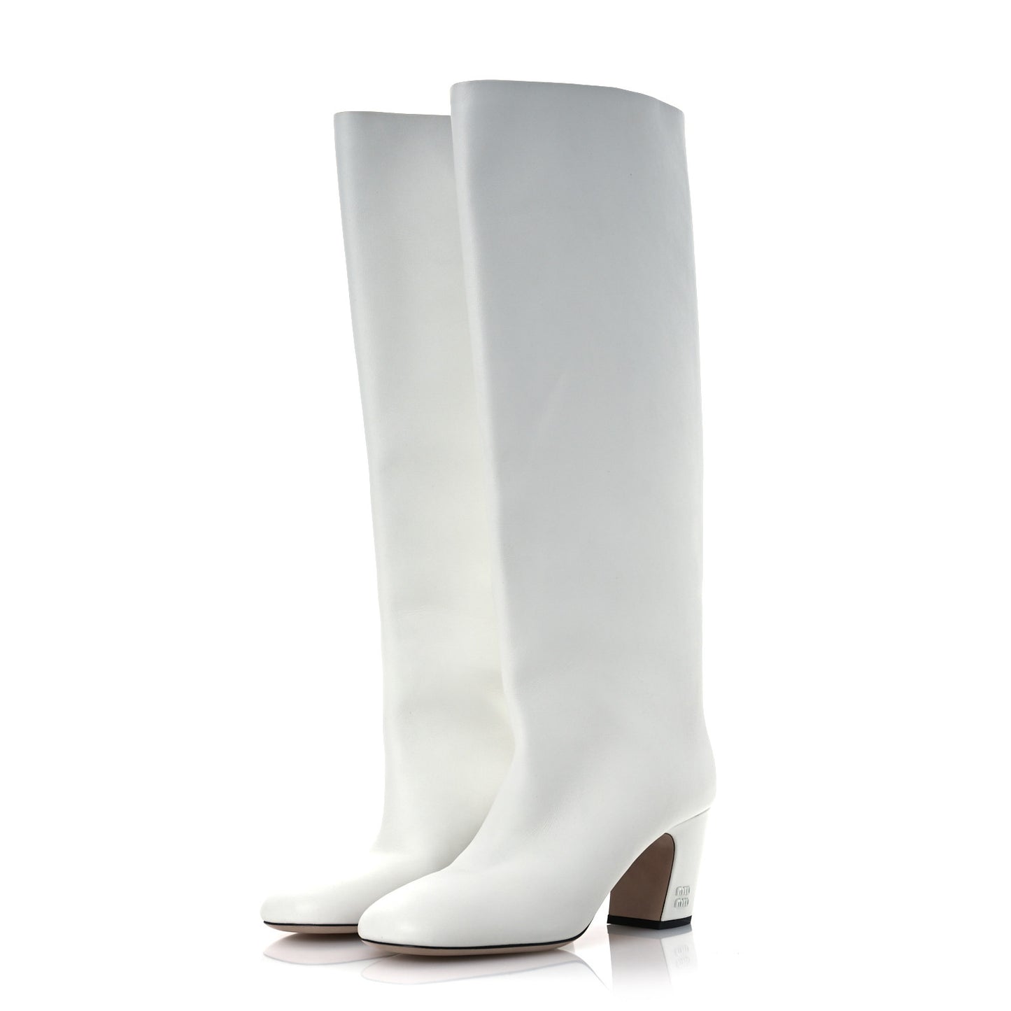Calfskin Knee High Heel Boot 38 White