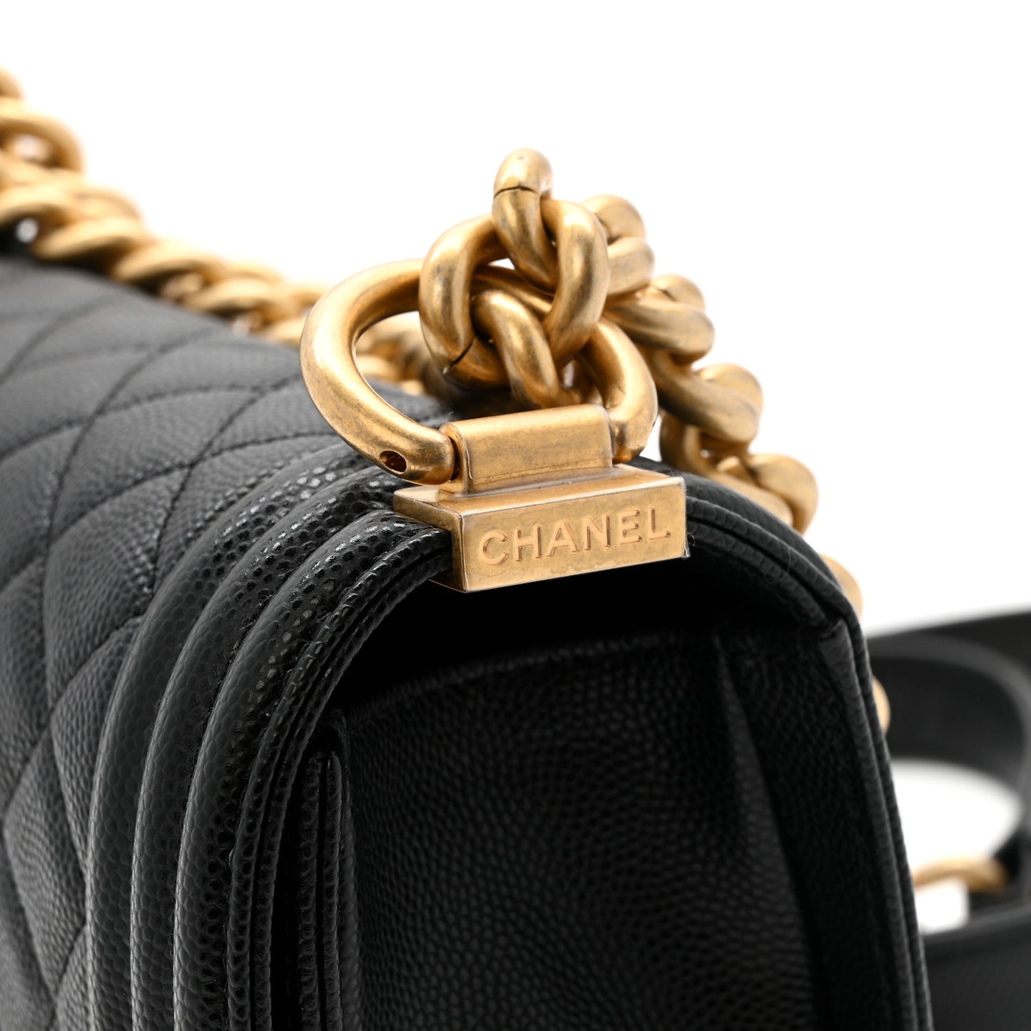 Caviar Quilted Small Boy Flap Black