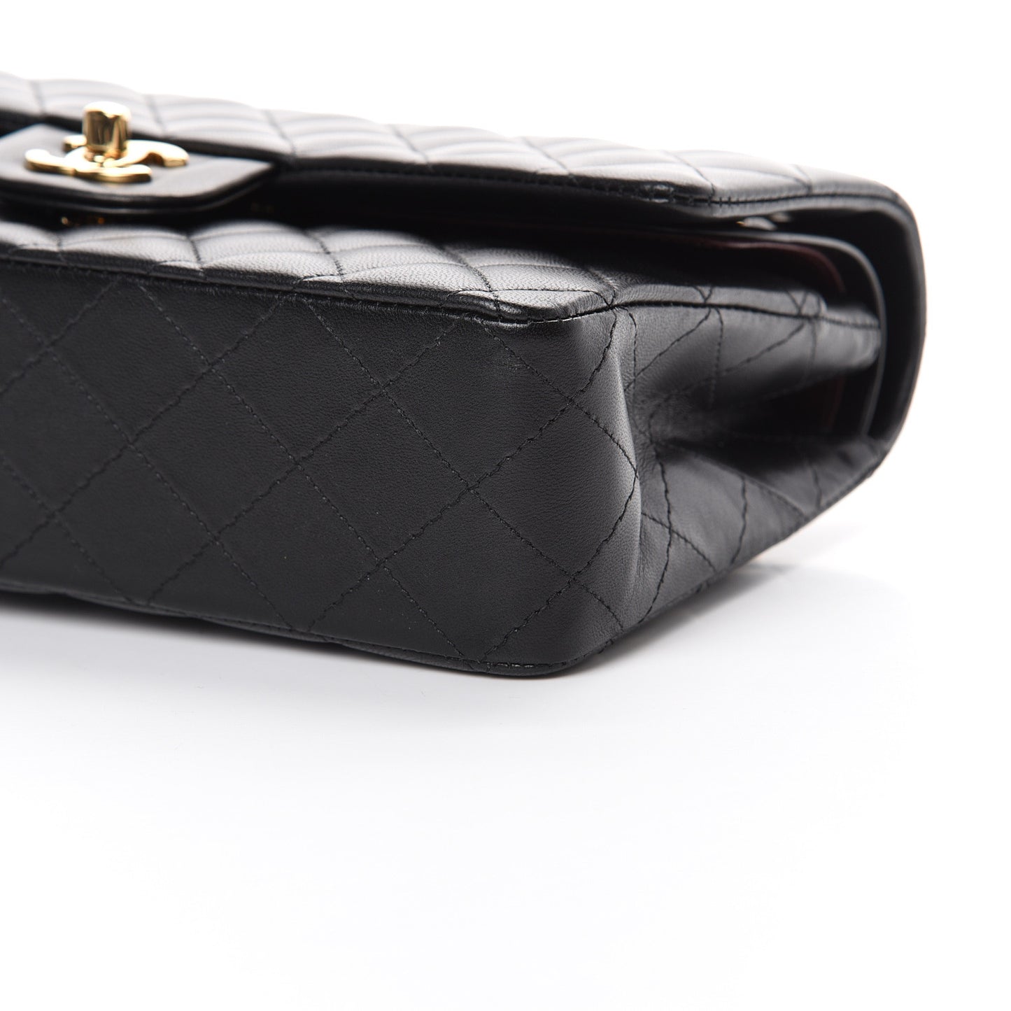 Lambskin Quilted Medium Double Flap Black