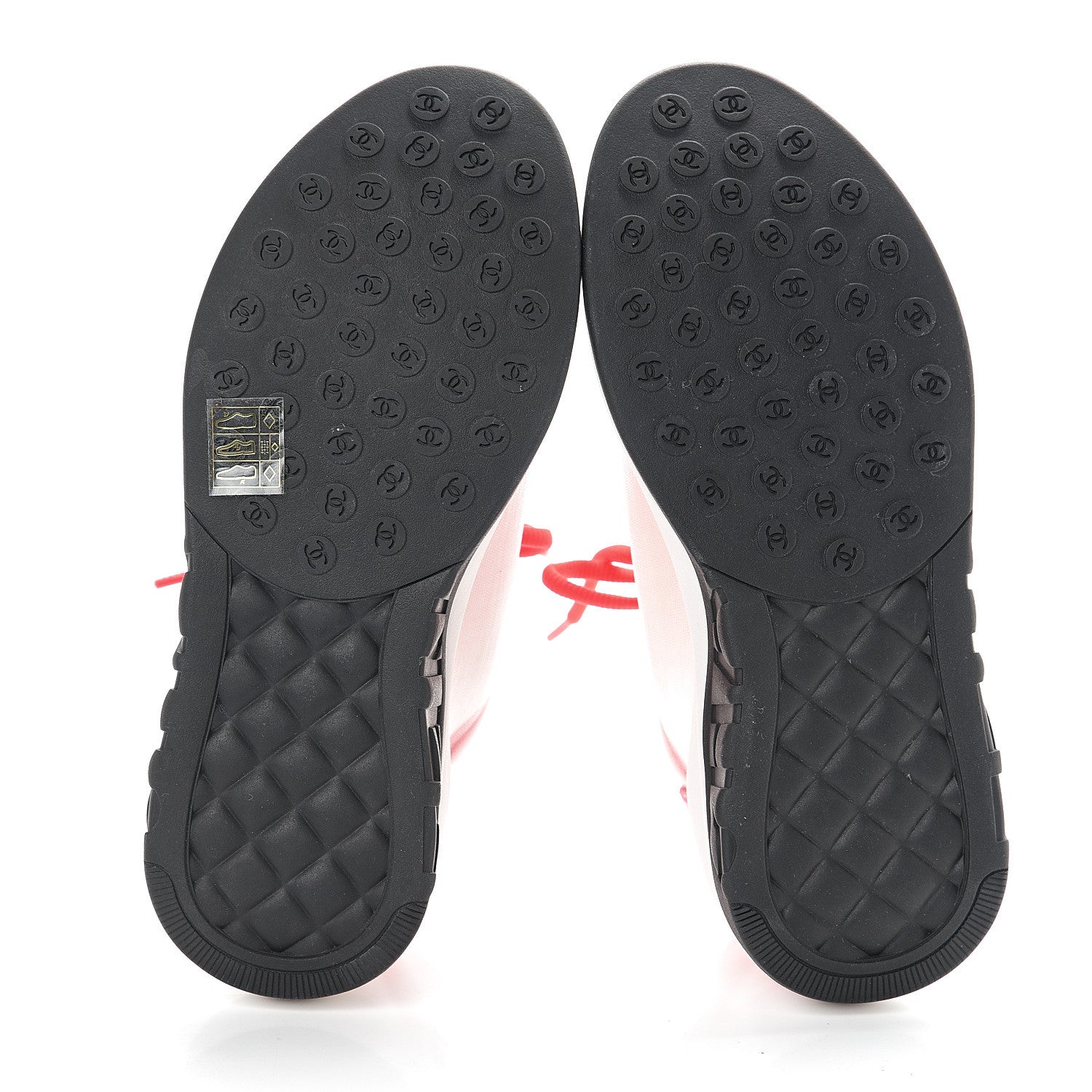 Chanel Lycra Fabric CC Sneakers 36.5 White Red 5 of 9