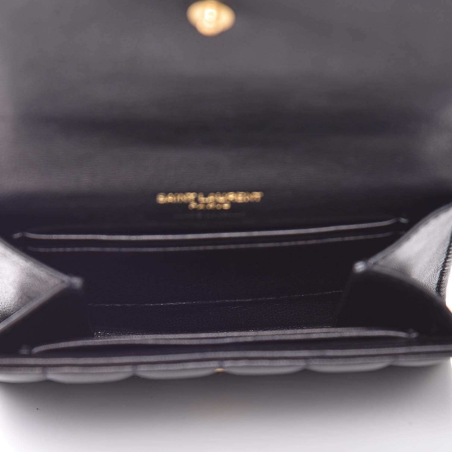 Saint Laurent Lambskin Matelasse Monogram Vicky Tri-Fold Wallet Black 5 of 7