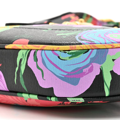 Gucci X KEN SCOTT New Shangai Calfskin Jenny Floral Print Small Jackie 1961 Hobo Black Pink 9 of 10