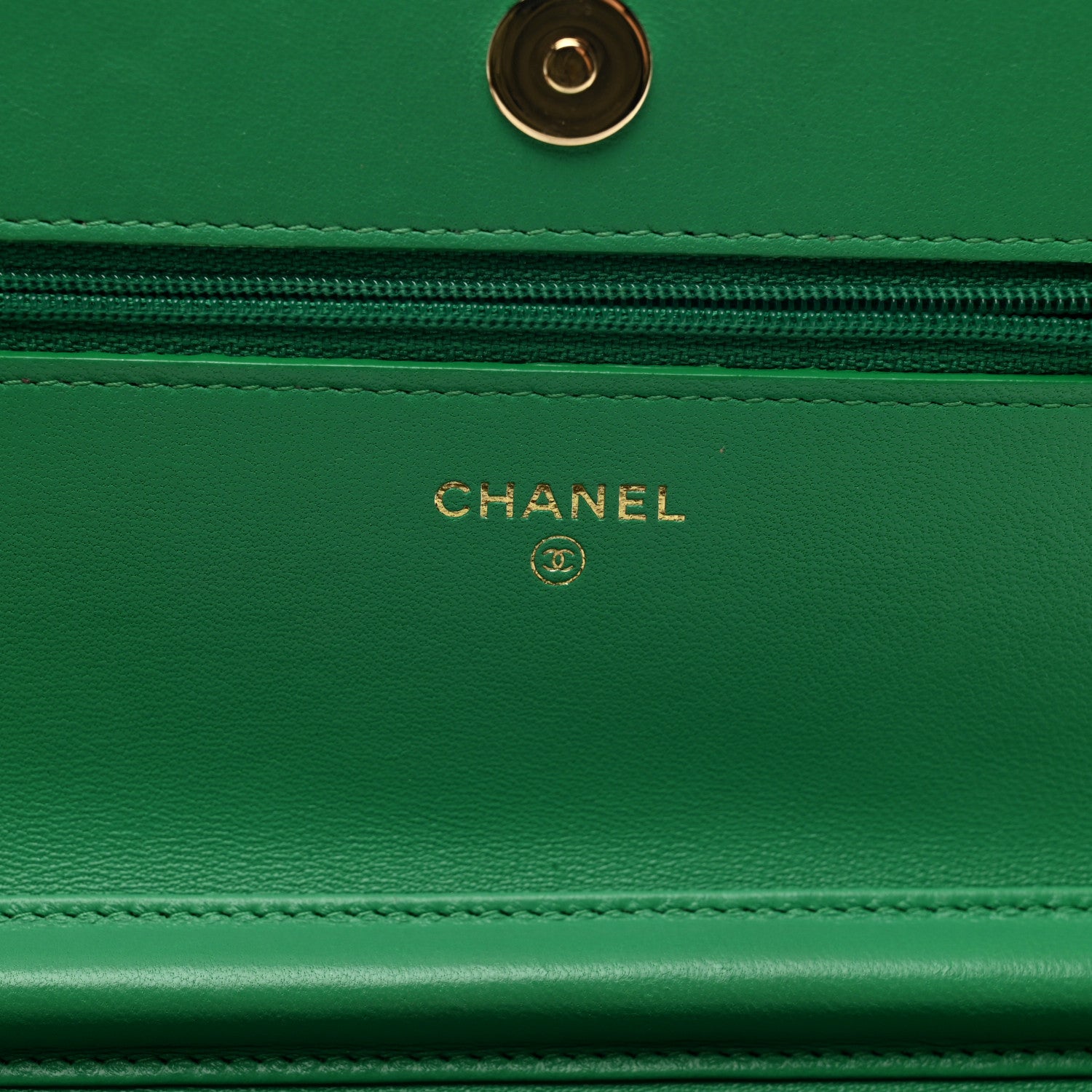 Chanel Lambskin Quilted Wallet On Chain WOC Green 7 of 12