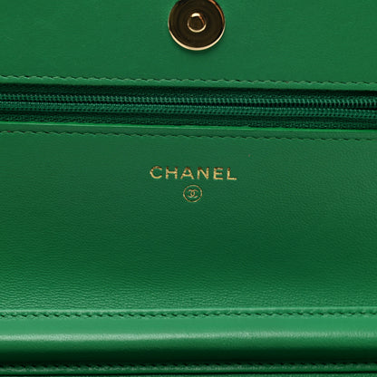 Chanel Lambskin Quilted Wallet On Chain WOC Green 7 of 12