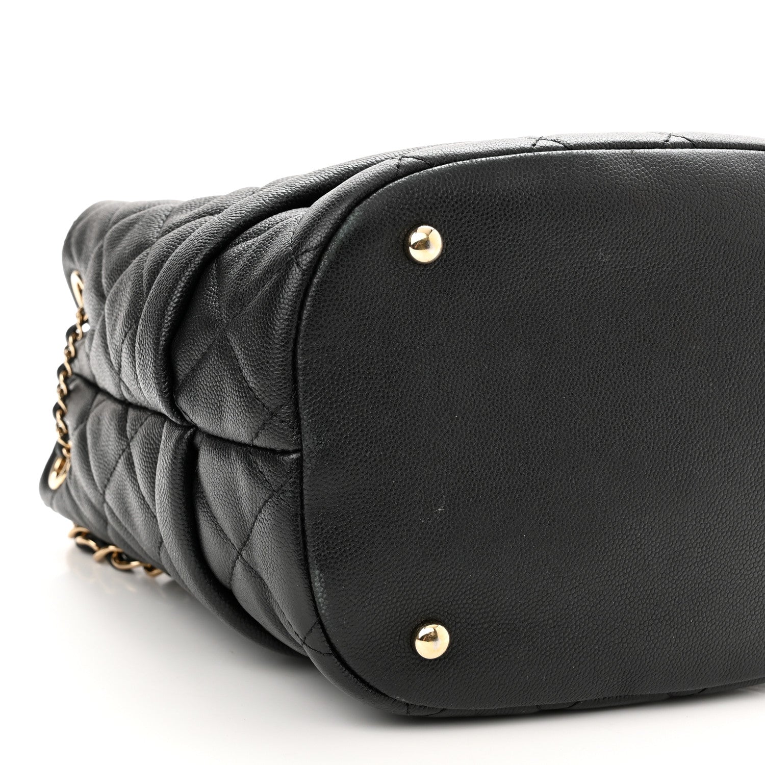 Chanel Caviar Quilted Rolled Up Bucket Drawstring Bag Black 8 of 10