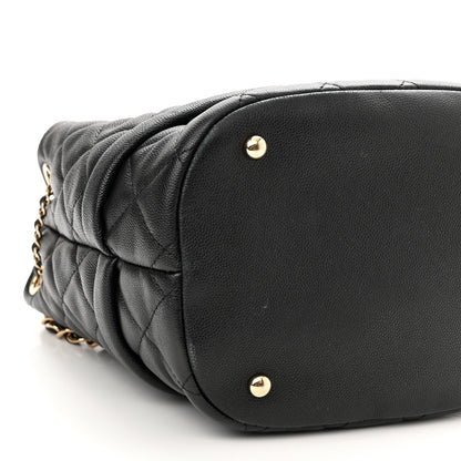 Chanel Caviar Quilted Rolled Up Bucket Drawstring Bag Black 8 of 10