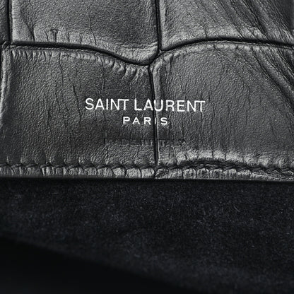 Saint Laurent Calfskin Crocodile Embossed Large Thin Sac De Jour Black 7 of 17