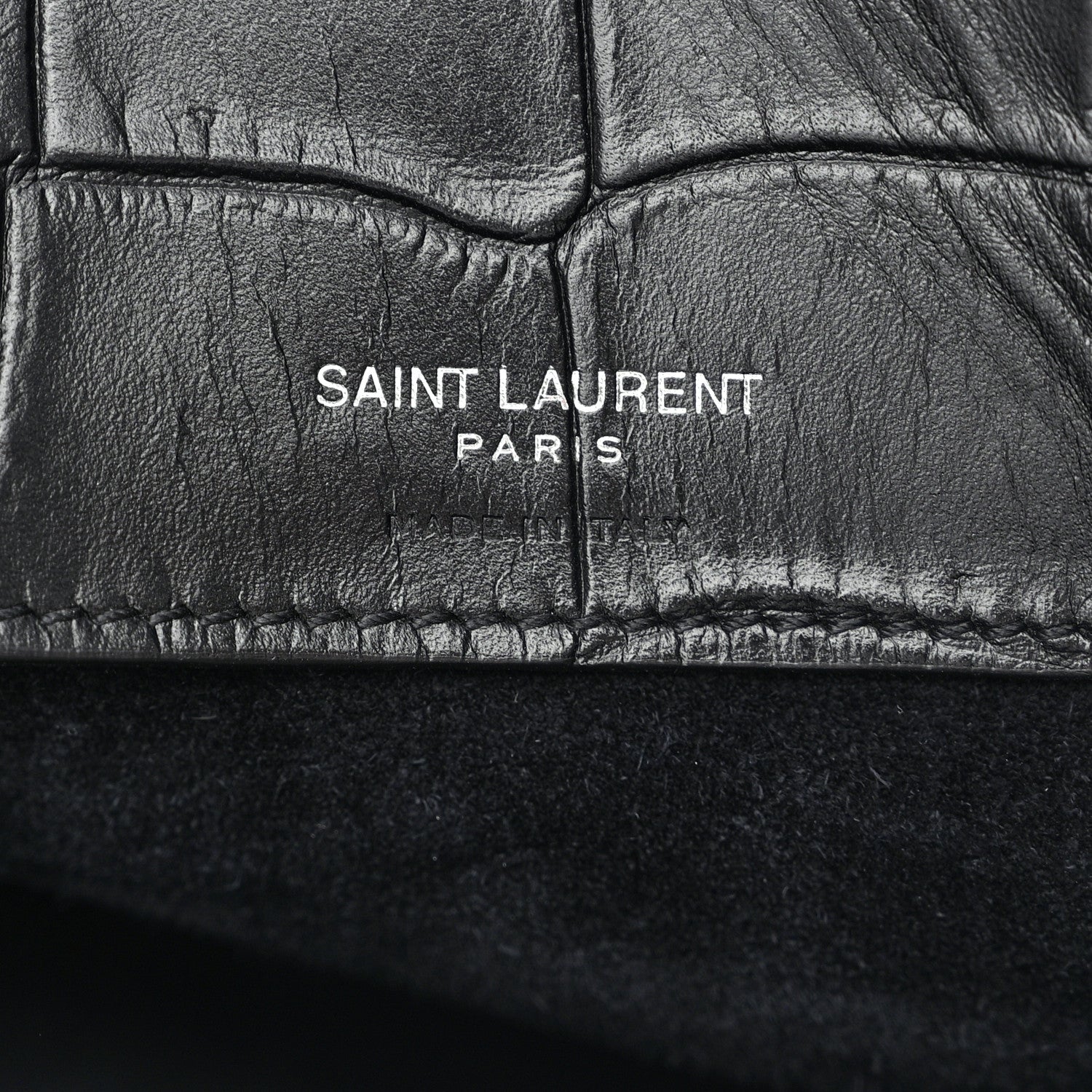 Saint Laurent SAINT LAURENT Calfskin Crocodile Embossed Large Thin Sac De Jour Black 7 of 17