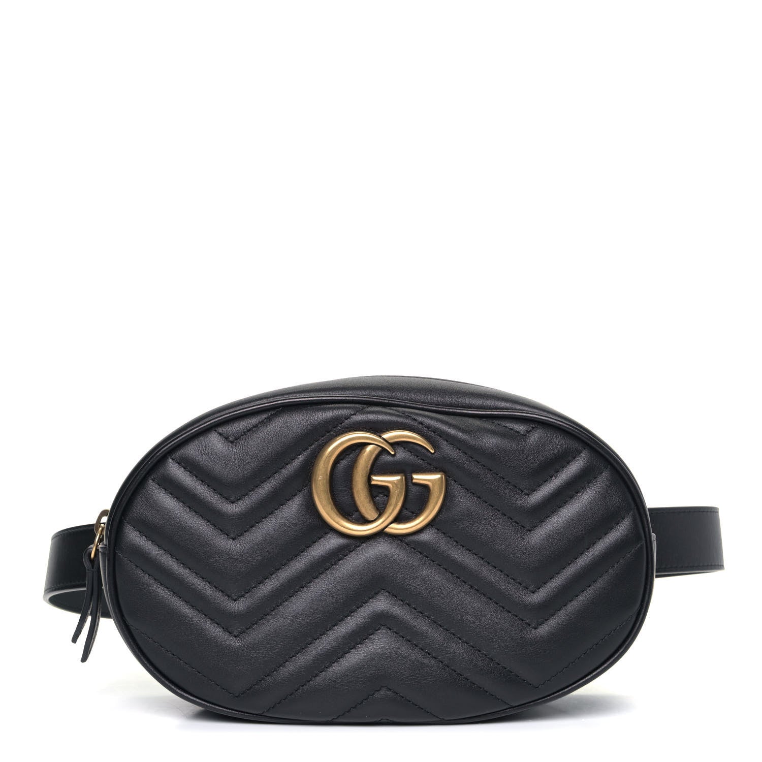 Gucci Calfskin Matelasse GG Marmont Belt Bag 75 30 Black 1 of 5