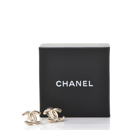 Chanel Metal CC Stud Earrings Gold 6 of 6