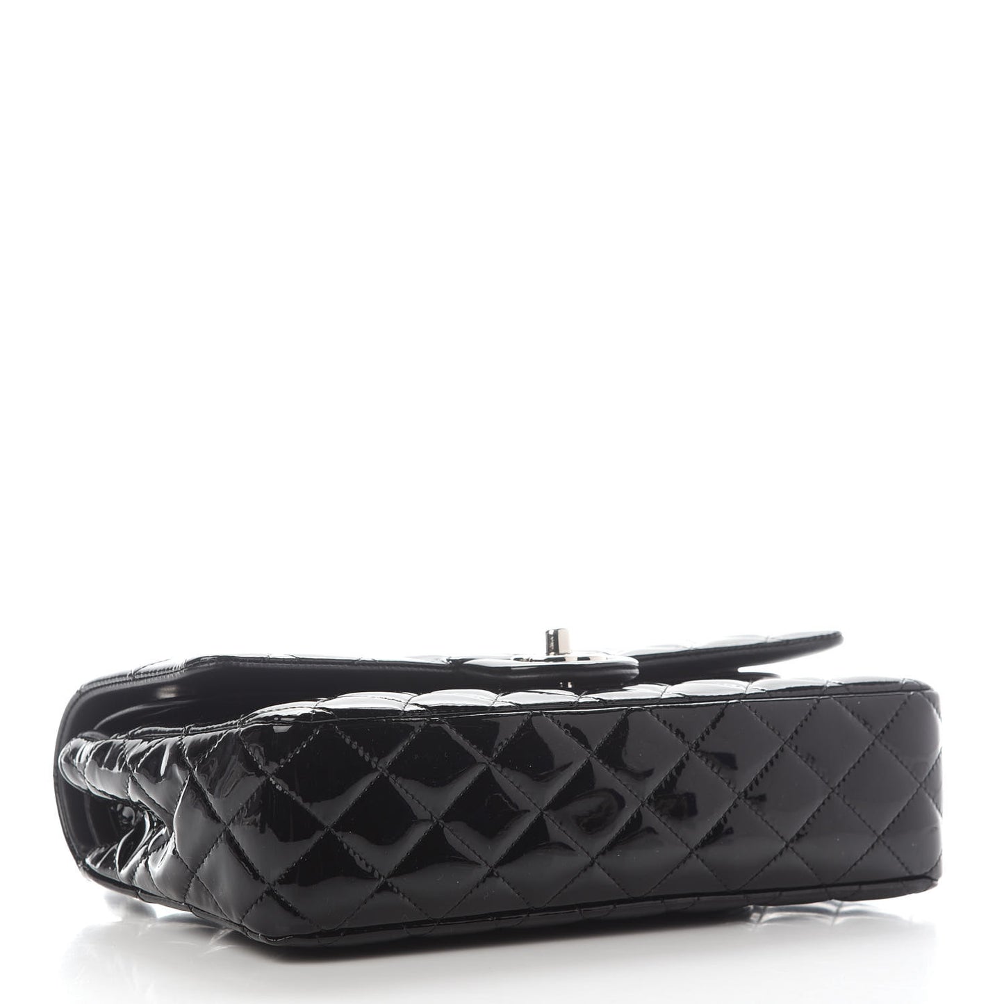 Patent Quilted Medium Double Flap Black