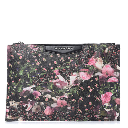 Givenchy Coated Canvas Roses Camouflage Print Medium Antigona Zip Pouch Black 1 of 8