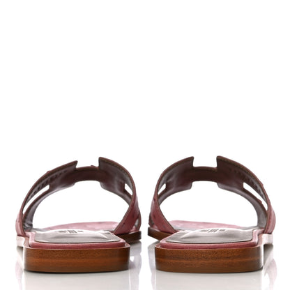 Hermes Ostrich Oran Sandals 37.5 Rouge Blush 6 of 14