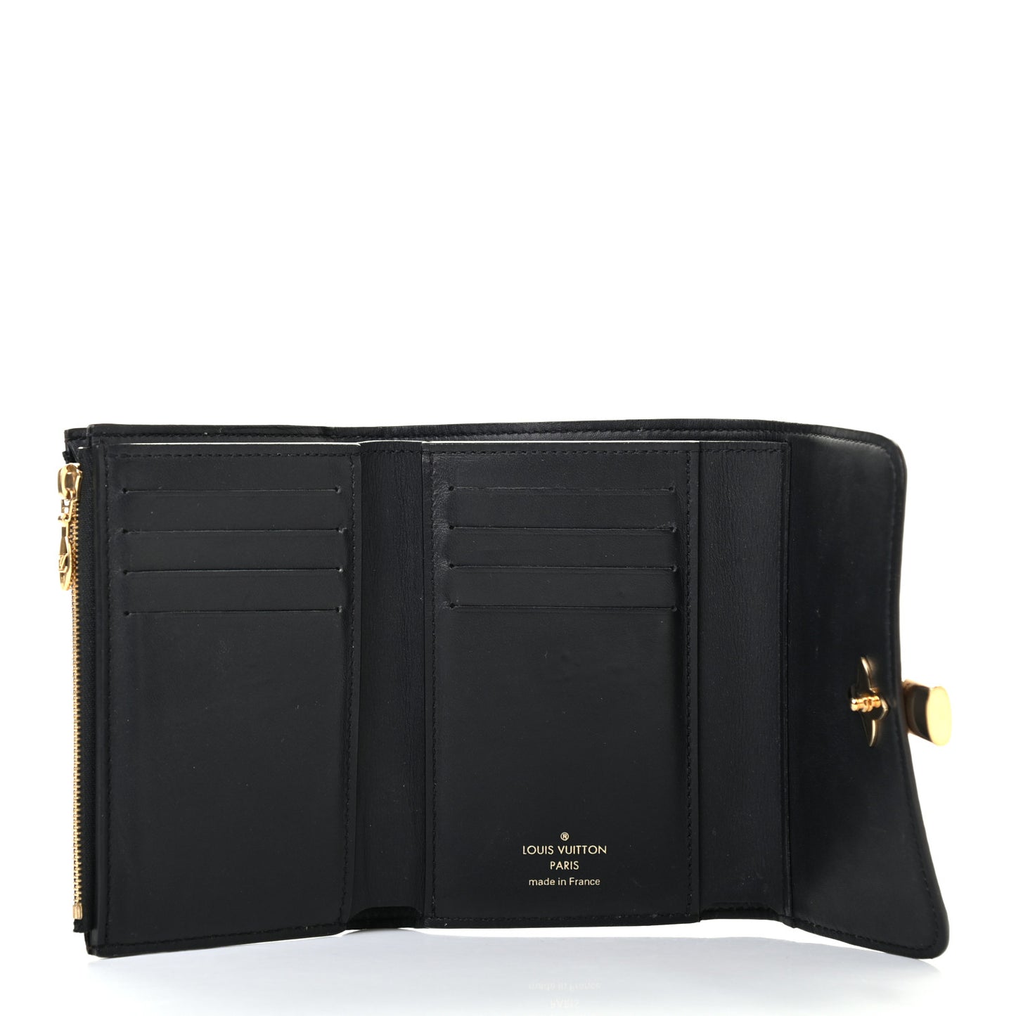 Monogram Flower Lock Compact Wallet Black