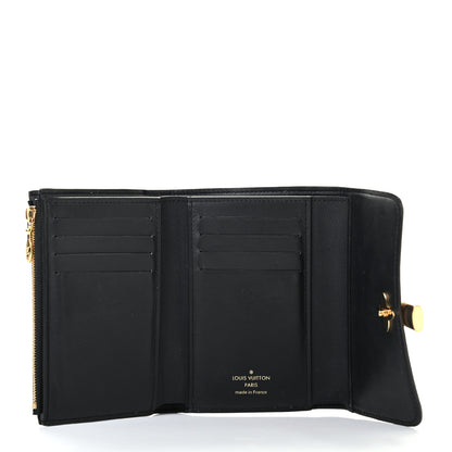 Louis Vuitton Monogram Flower Lock Compact Wallet Black 5 of 8