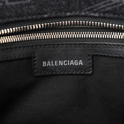 Balenciaga Washed Denim BB Monogram Neo Cagole City Handbag Black 5 of 8