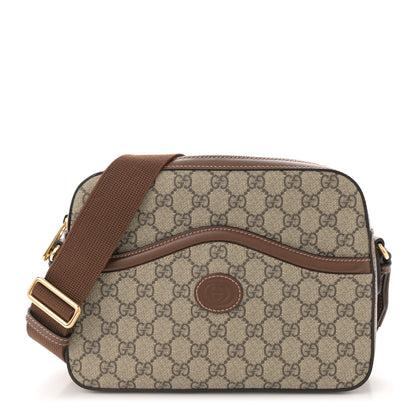 Gucci GG Supreme Monogram Azalea Calfskin Retro Interlocking G Messenger Shoulder Bag Beige Ebony Brown Sugar 1 of 11