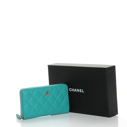 Chanel Caviar Quilted Small Zip Around Wallet Turquoise 9 of 9