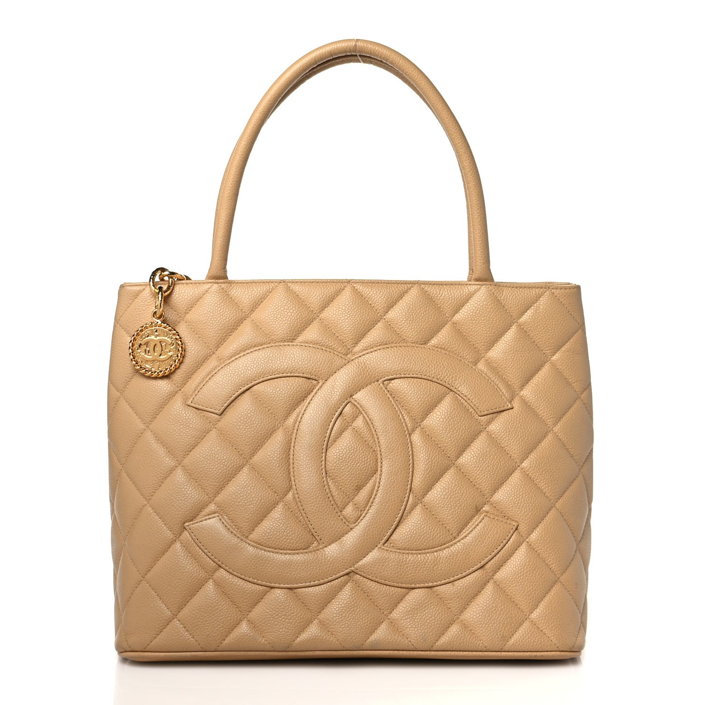 Caviar Quilted Medallion Tote Beige