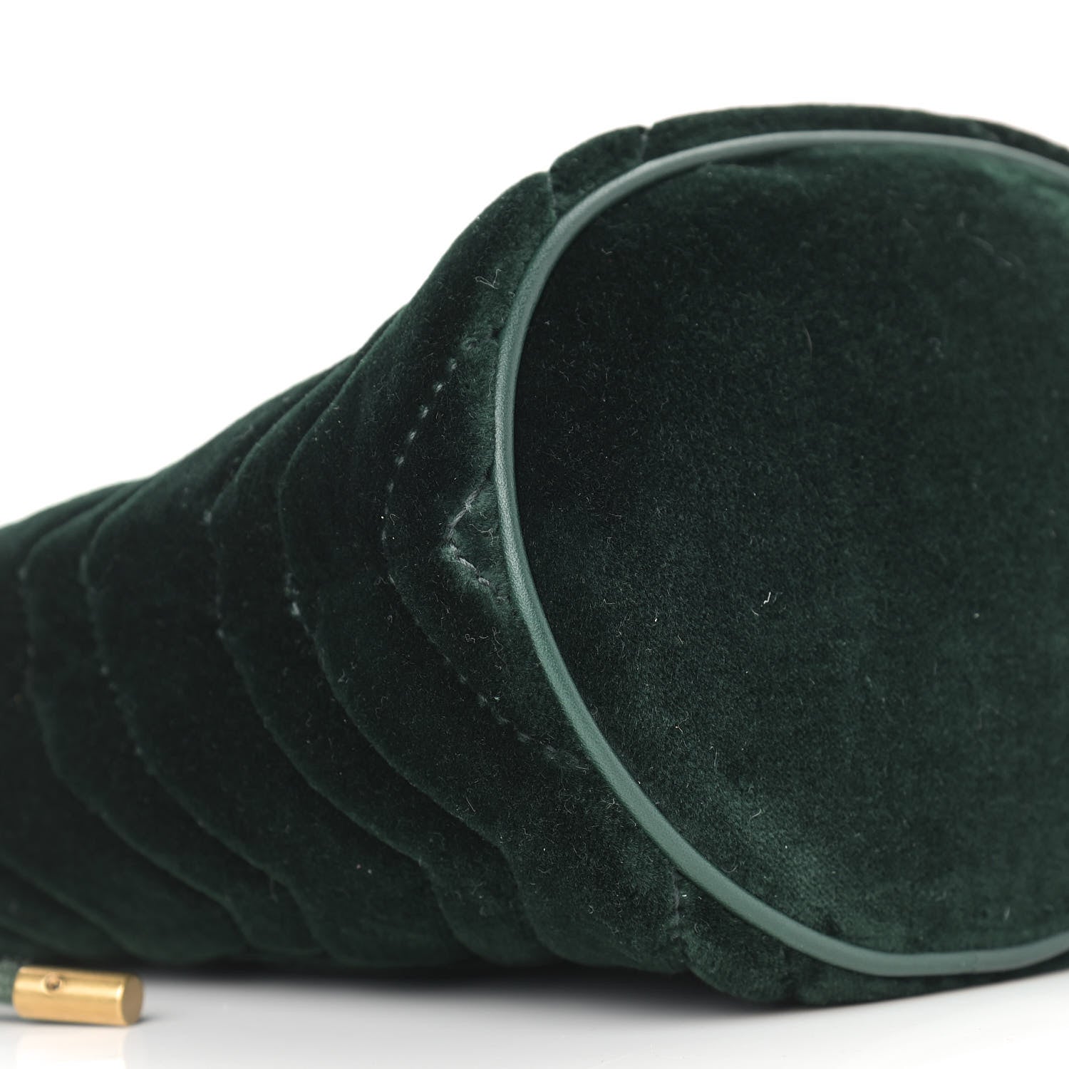 Gucci Velvet Matelasse Mini GG Marmont 2.0 Bucket Bag Dark Green 8 of 9
