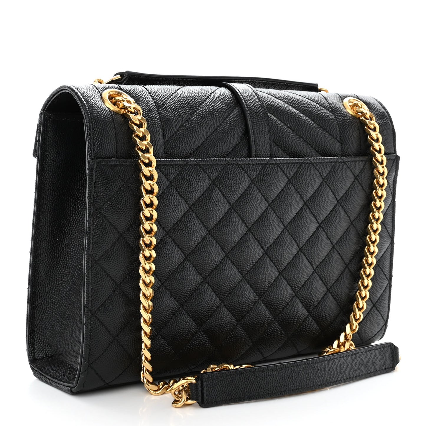 Grain De Poudre Textured Mixed Matelasse Triquilt Medium Monogram Satchel Black