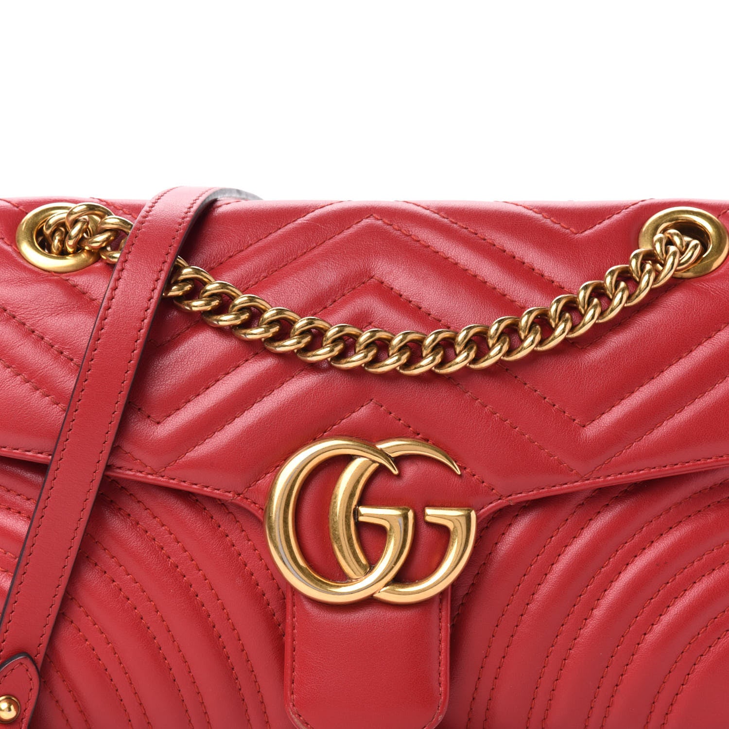 Gucci Calfskin Matelasse Small GG Marmont Shoulder Bag Hibiscus Red 15 of 15