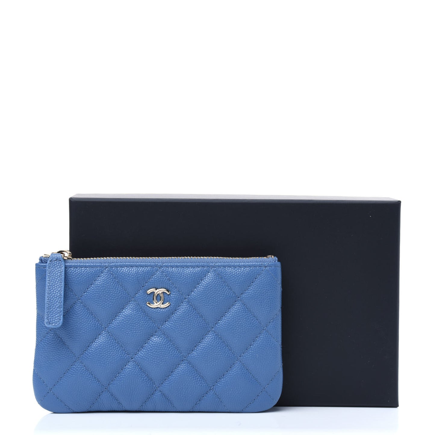 Caviar Quilted Small Cosmetic Case Blue