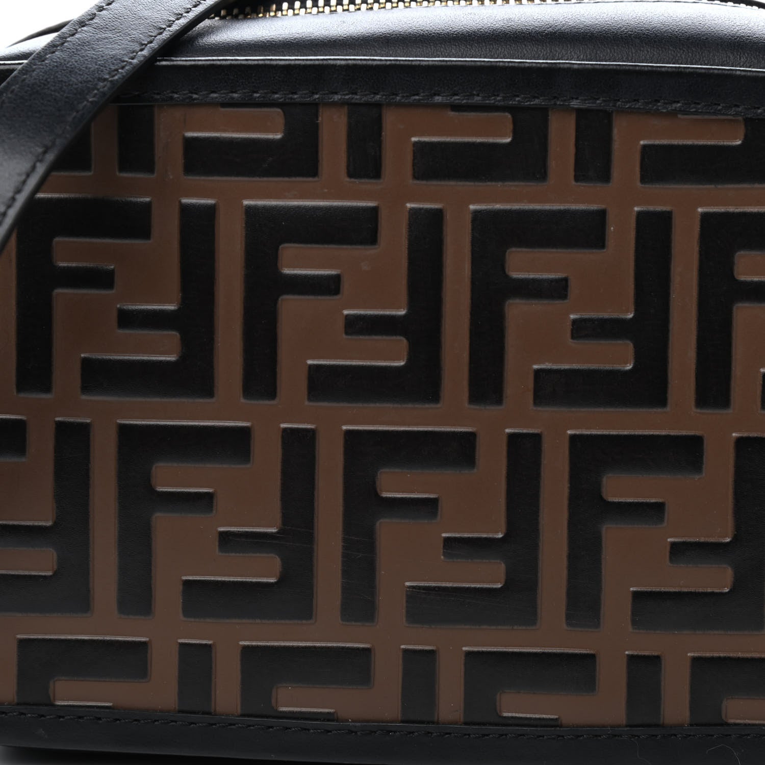 Fendi Vitello Century Bi-Color FF 1974 Embossed Mini Camera Case Maya Black 10 of 11