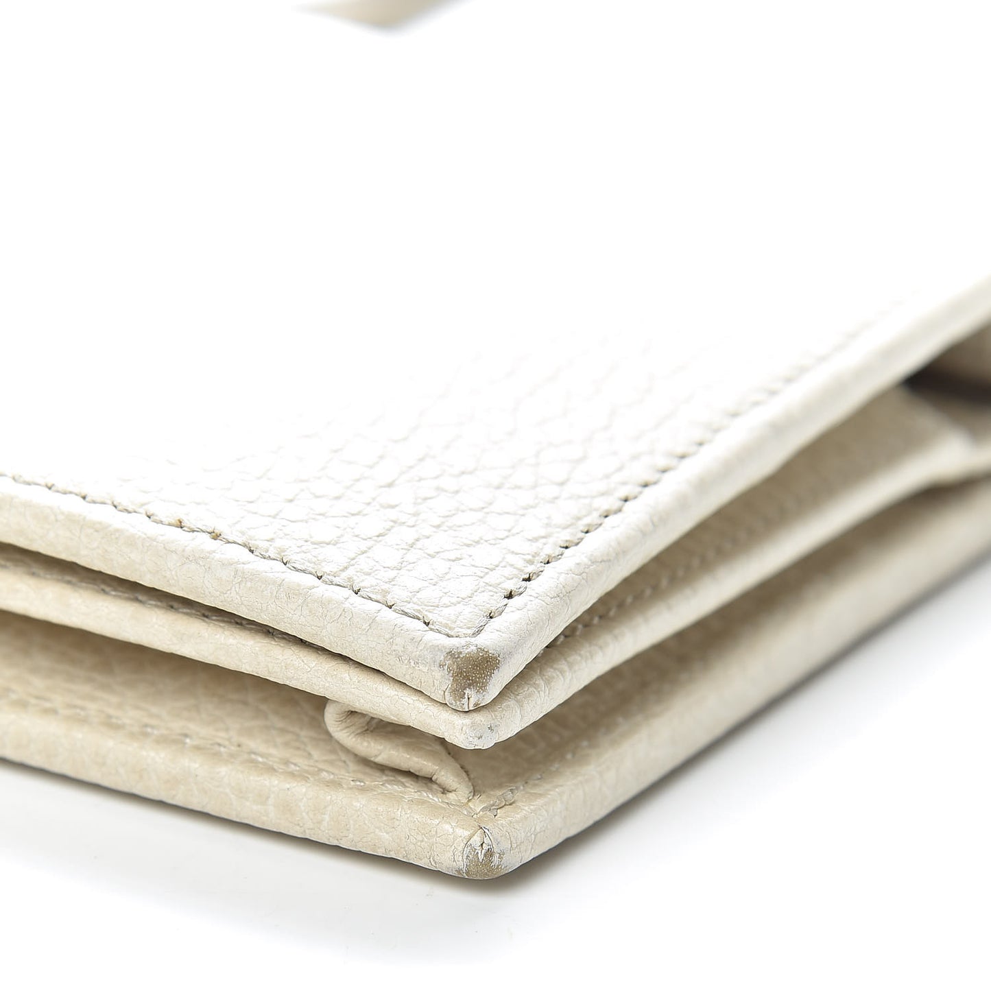 Dollar Calfskin Mini Swing Wallet Bag Mystic White