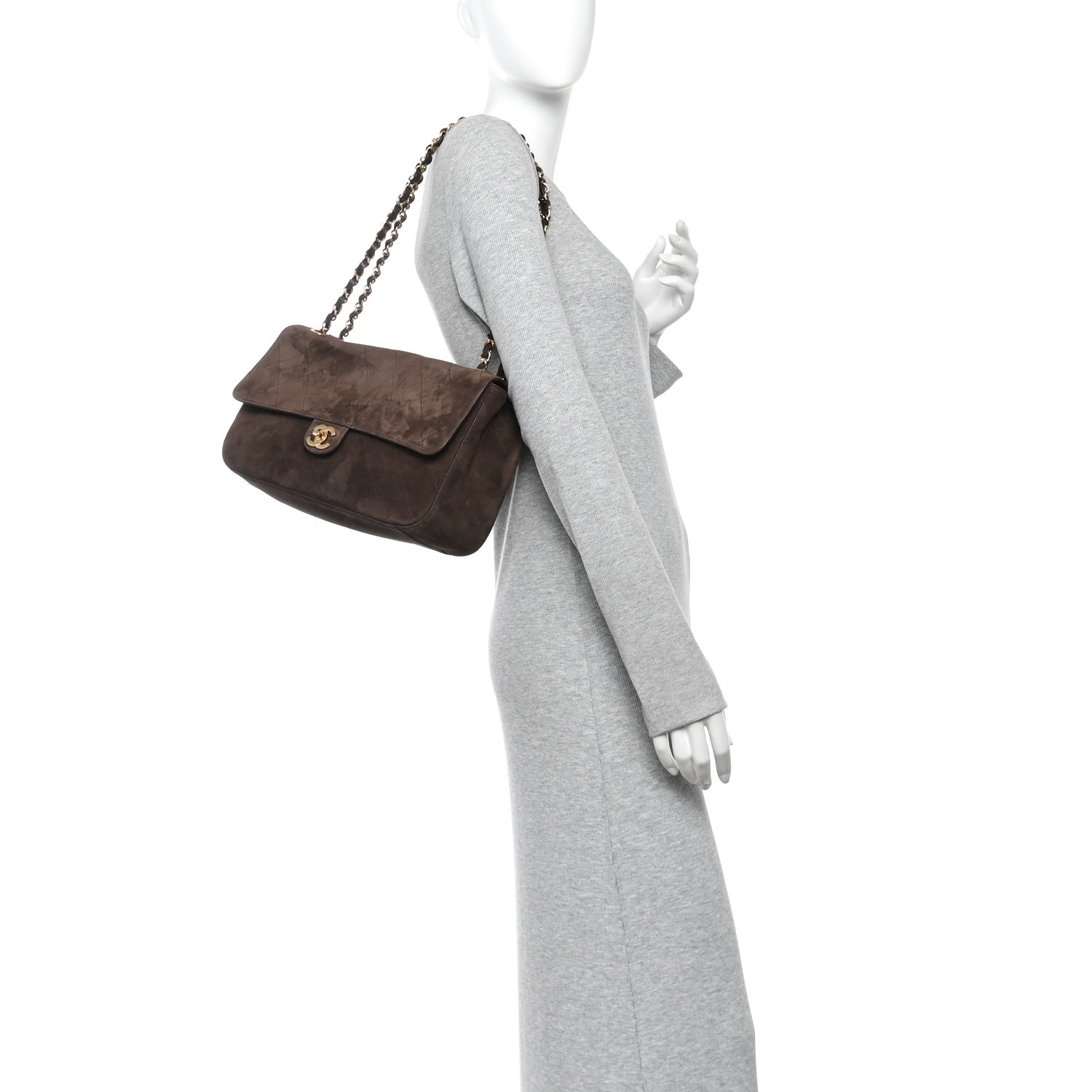 Chanel Suede Calfskin Small Souplissimo Maxi Flap Dark Brown 2 of 10