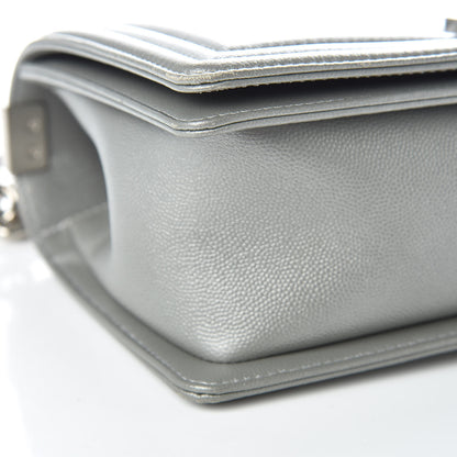 Chanel Metallic Caviar Quilted Medium Boy Flap Silver 5 of 10
