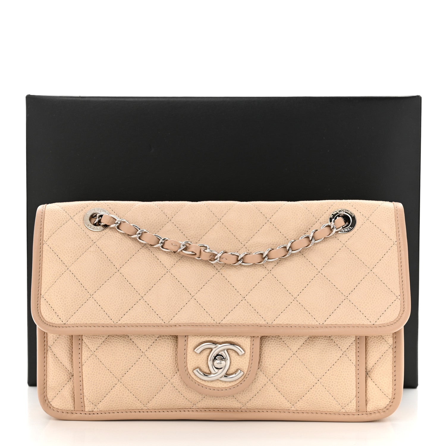 Chanel Caviar Quilted Large French Riviera Flap Beige 11 of 12