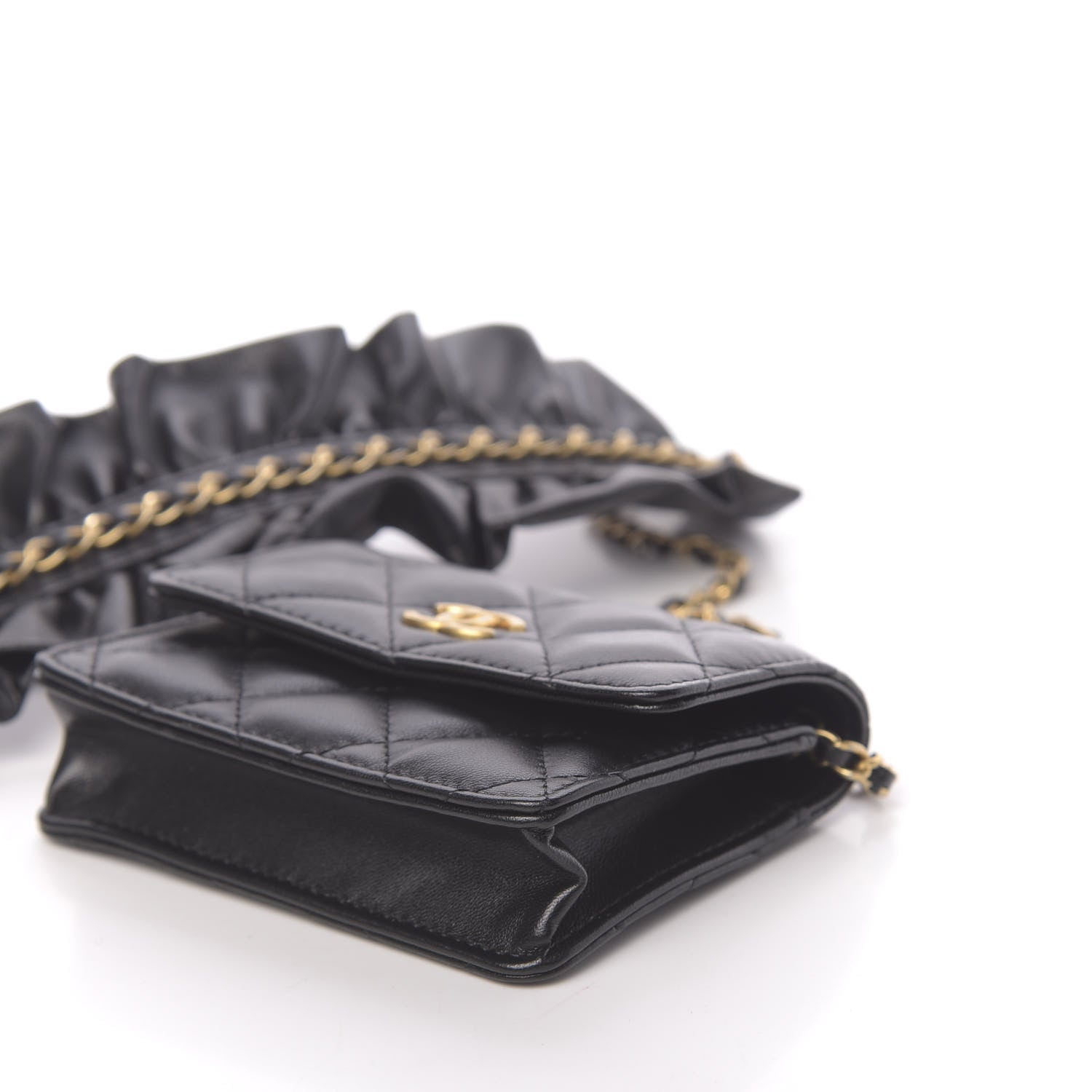Chanel Lambskin Quilted Romance Clutch With Chain Black 10 of 12