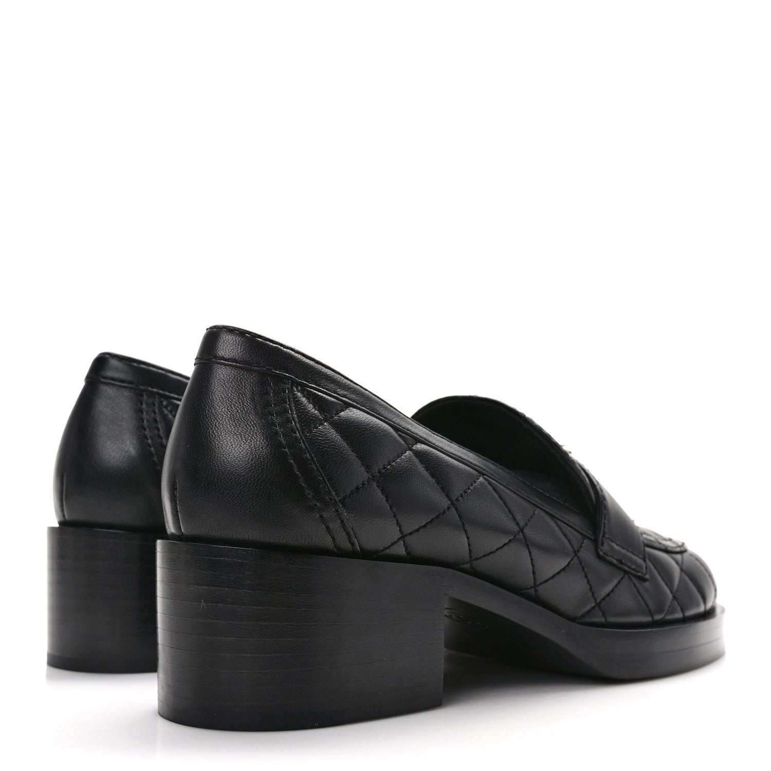 Chanel Lambskin Quilted CC Heart Loafers 38 Black 4 of 9