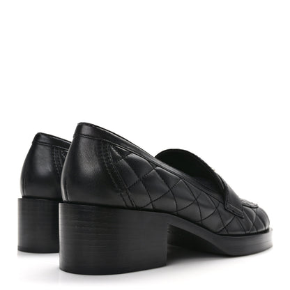Chanel Lambskin Quilted CC Heart Loafers 38 Black 4 of 9